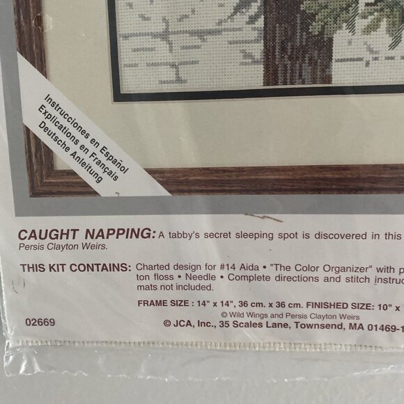 Counted Cross Stitch Needle Treasures Caught Napping 14 X 14 Frame Size Kit NIP​ - Picture 4 of 5